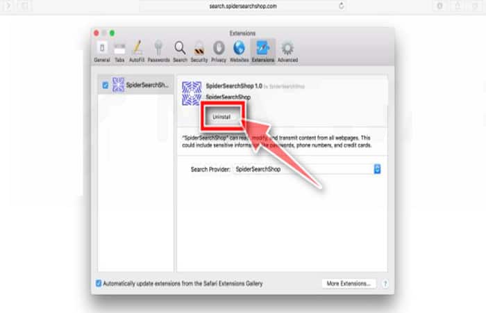 Elimina las extensiones maliciosas de Safari