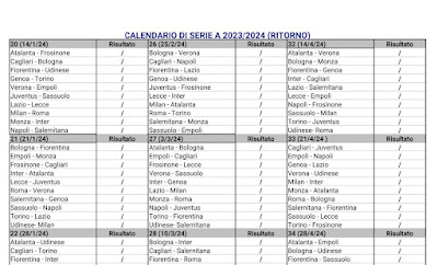 Calendario Serie A 2023/2024