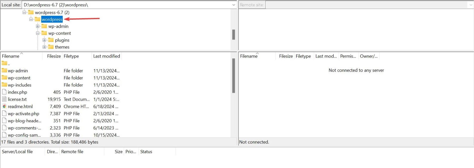 Ubicación FTP WordPress