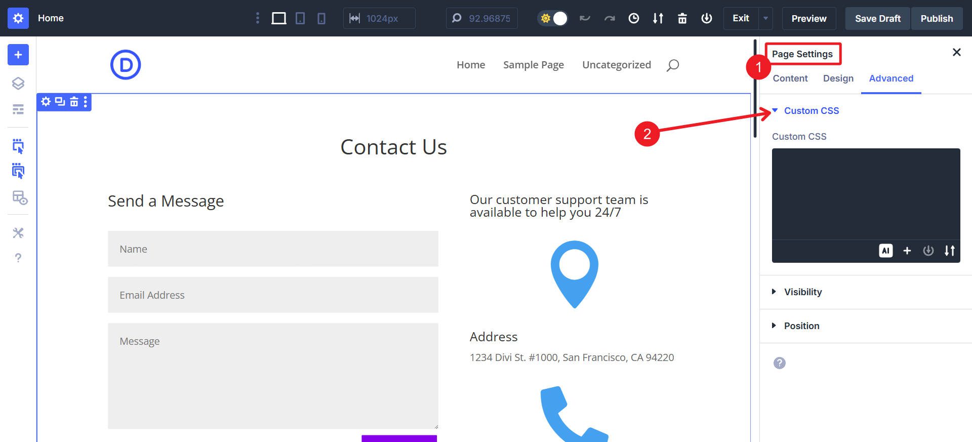 Agregue CSS no estándar a la configuración de la página CSS CSS en Divi
