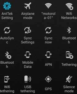 widgets y barras de control ON OFF