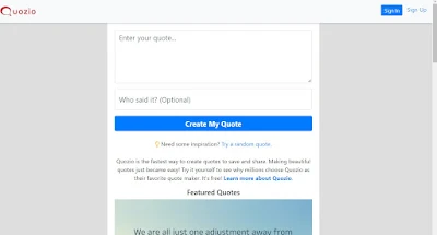 Sitio web de Quozio Cotización